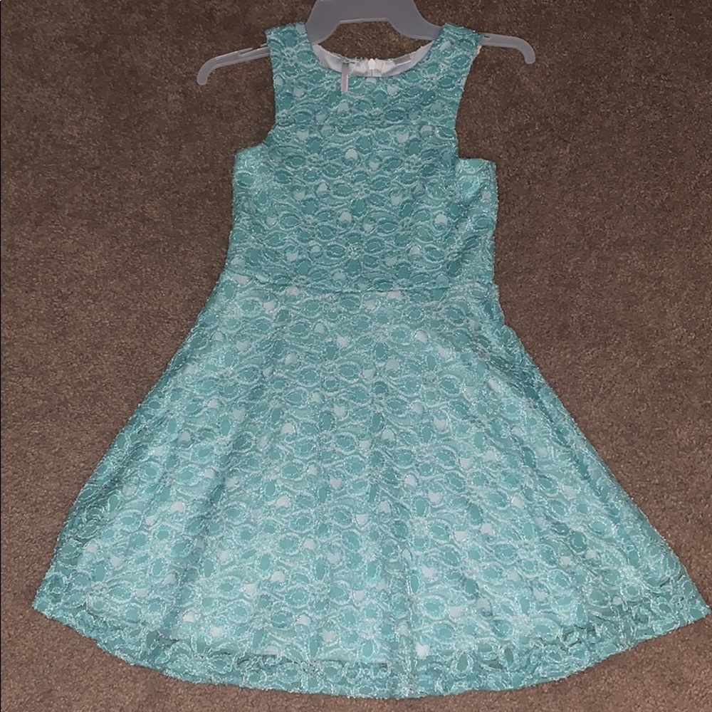 Beautiful Girls’ Lace Detail Teal Party Dress